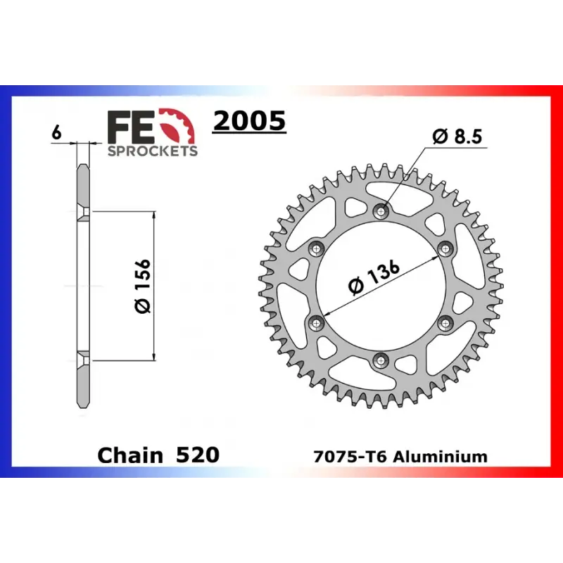 Affaire À Saisir Couronne Alu 45 dents pour chaine 520 – France Equipement 1665.2005.451