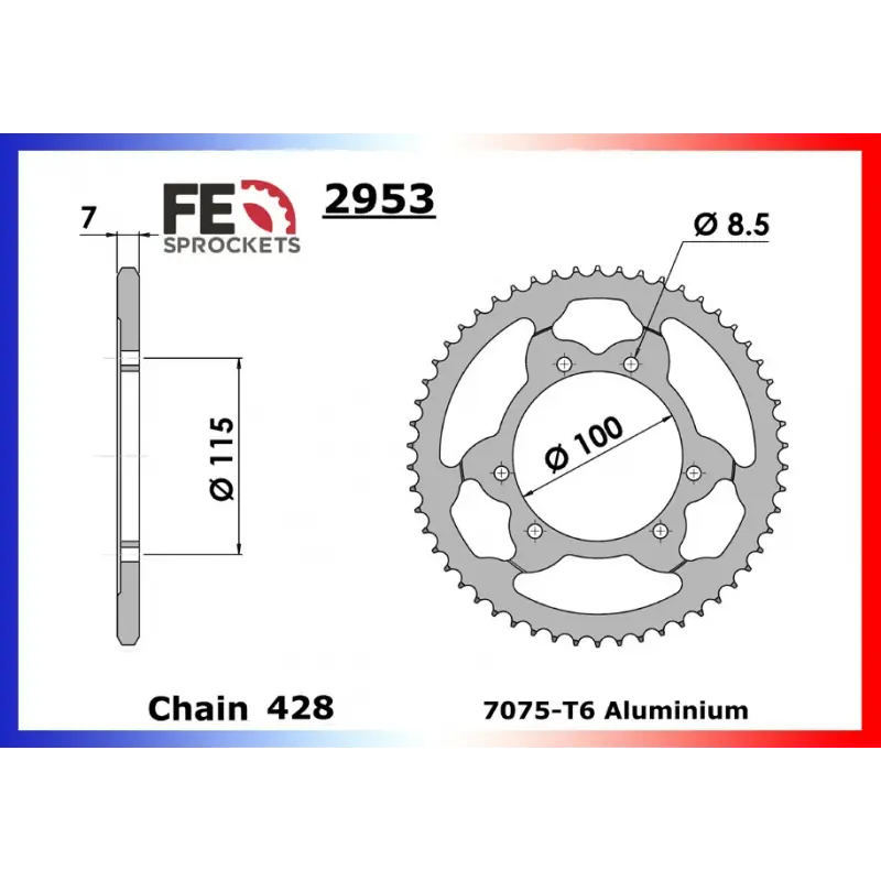 Super Prix Couronne Alu 58 dents pour chaine 428 – France Equipement 4450.2953.581