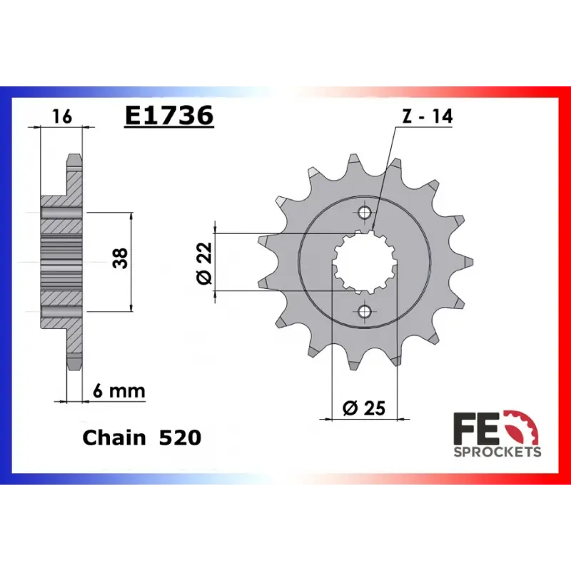 Satisfait Ou Remboursé Pignon 13 dents pour chaine 520 – France Equipement 12067.E736.13