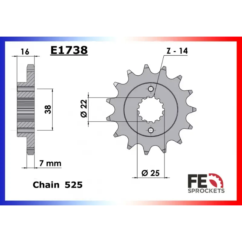 Vente Directe Pignon 14 dents pour chaine 525 – France Equipement 12097.E1738.14
