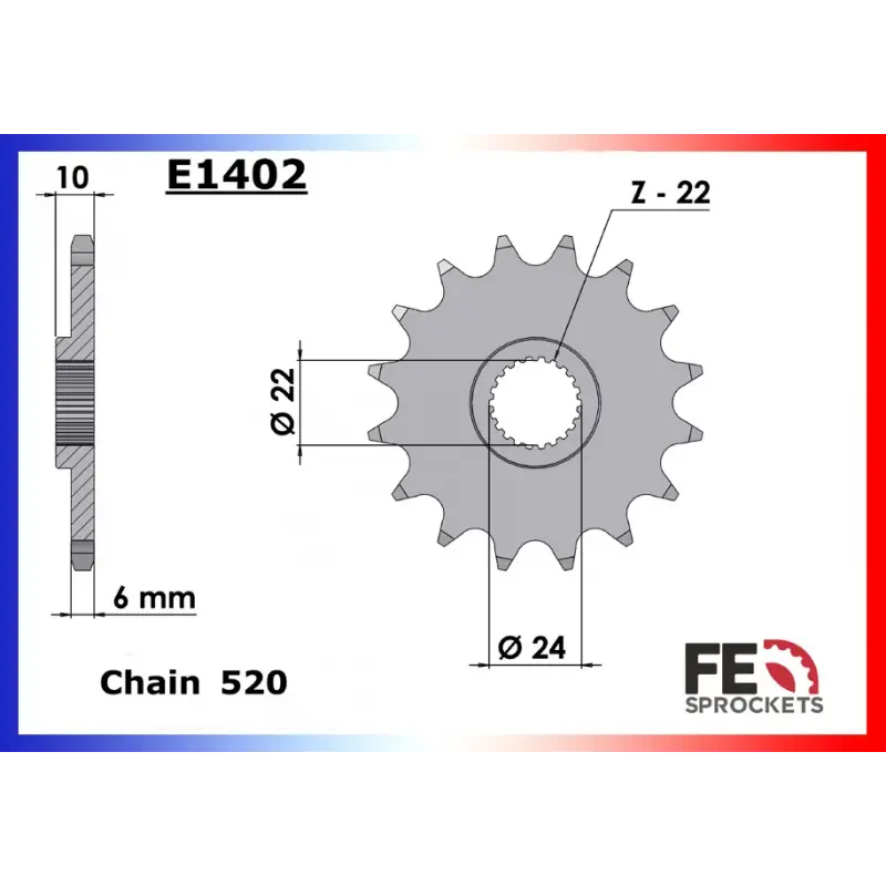 Pignon 15 dents pour chaine 520 – France Equipement 14050.E402.15 Vente Directe
