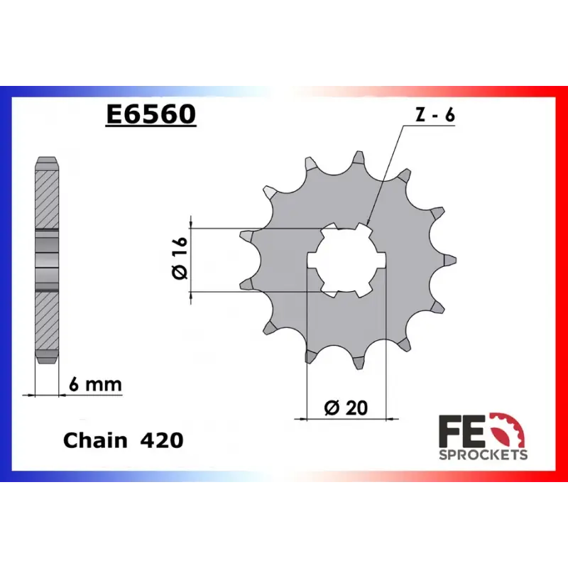 Certifié Pignon 10 dents pour chaine 420 – France Equipement 1603.E560.10