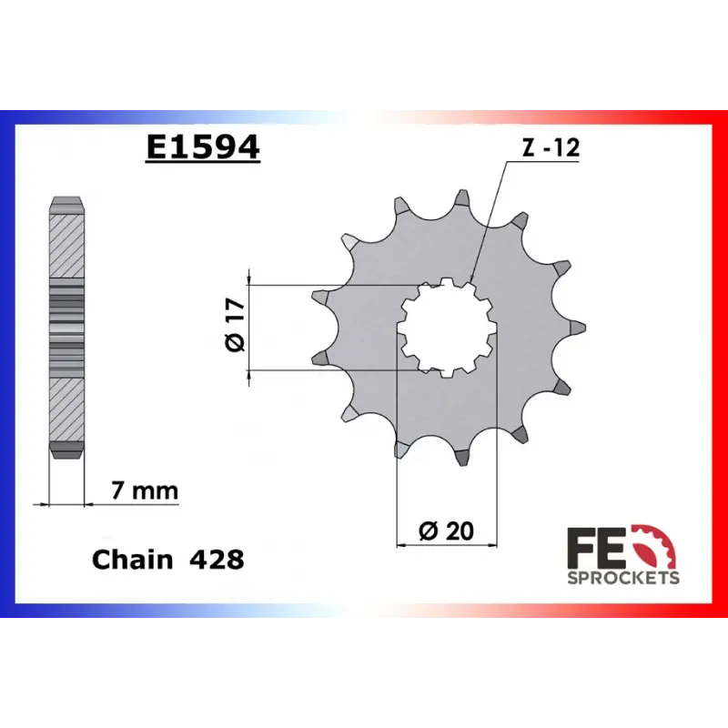 Certifié Pignon 11 dents pour chaine 428 – France Equipement 2084.E1594.11