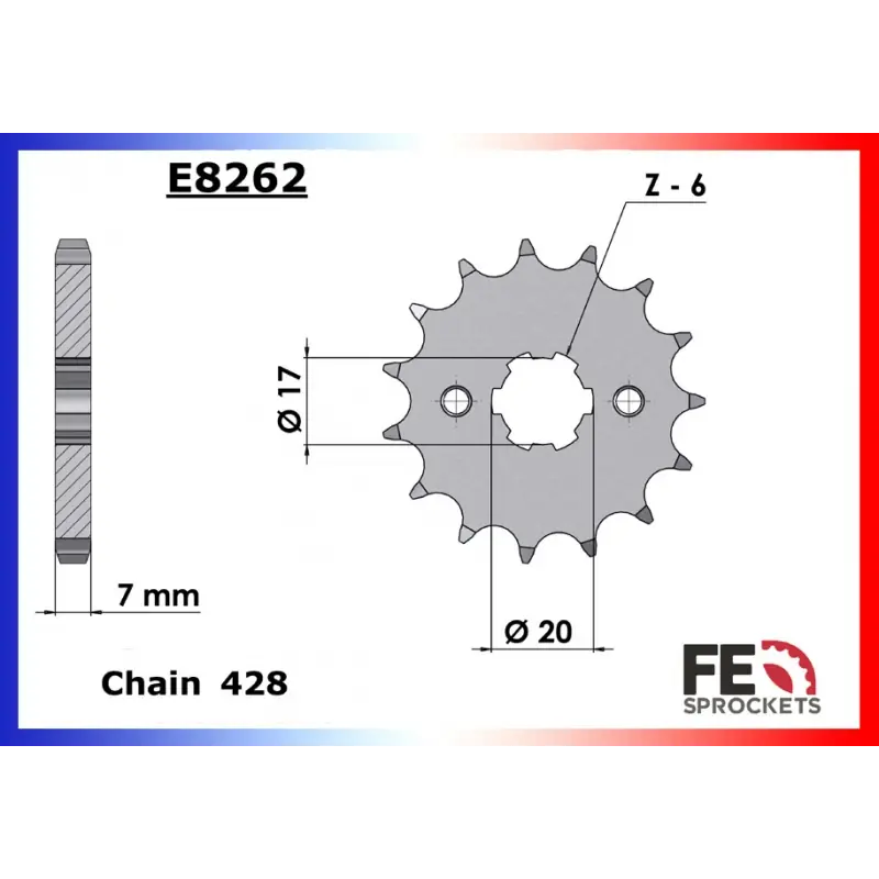 Authentique Pignon 13 dents pour chaine 428 – France Equipement 4102.E8262.13