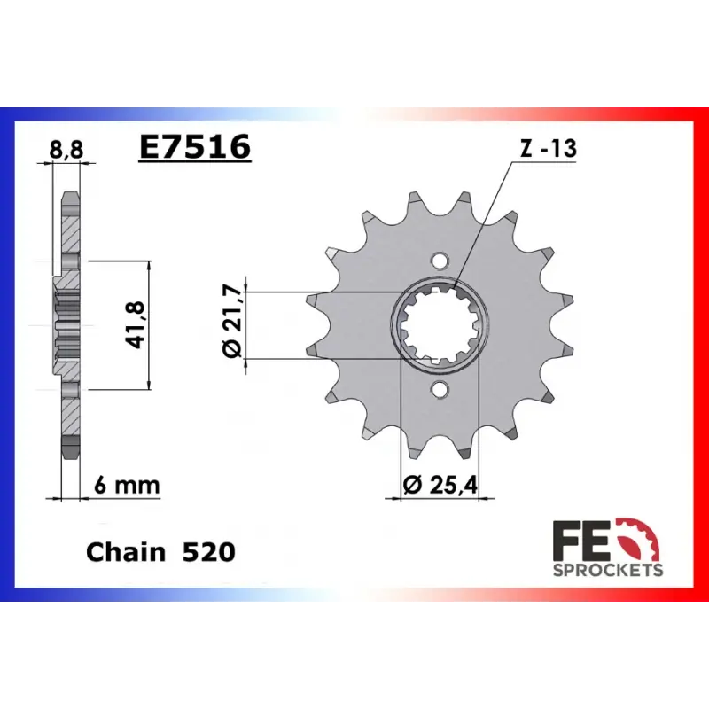 Solde Pignon 13 dents pour chaine – France Equipement 6089.E512.13