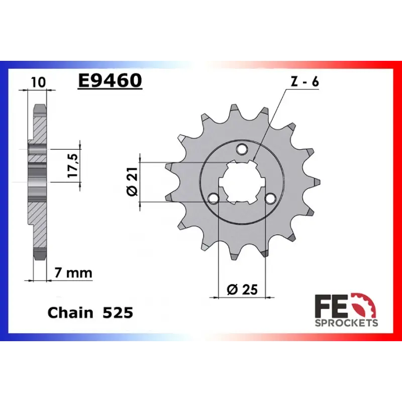 Solde Pignon 13 dents pour chaine 525 – France Equipement 6217.E9460.13