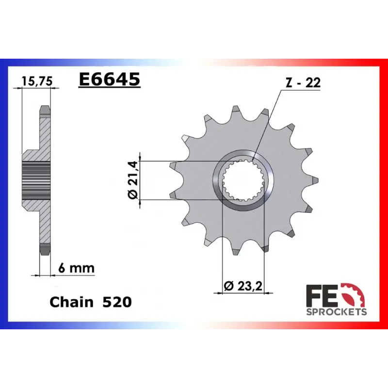 Seulement Aujourd&rsquo;hui Pignon 14 dents pour chaine 520 – France Equipement 8753.E645.14