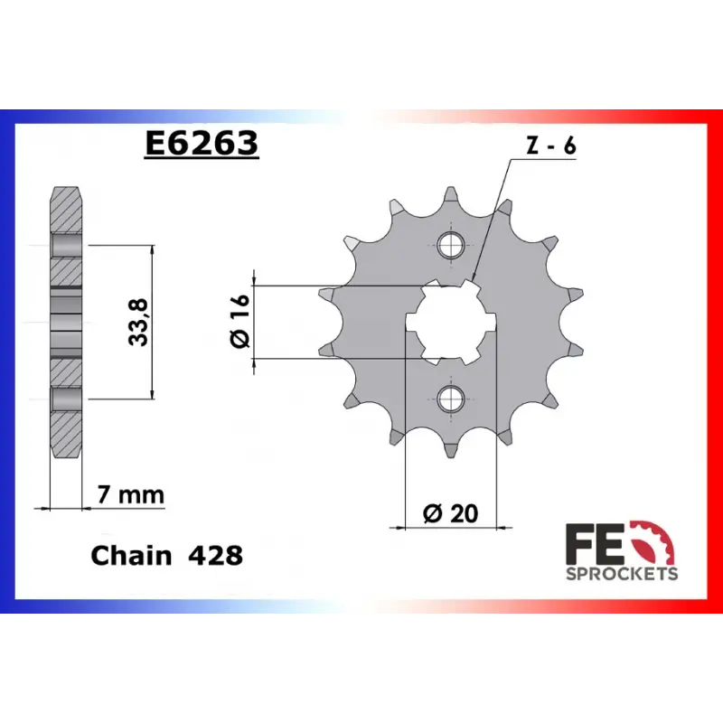 Vente Directe Pignon 13 dents pour chaine 428 – France Equipement 9011.E6263.13