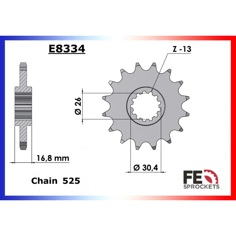 Acheter En Ligne Pignon 13 dents pour chaine 525 – France Equipement 9224.E8334.13