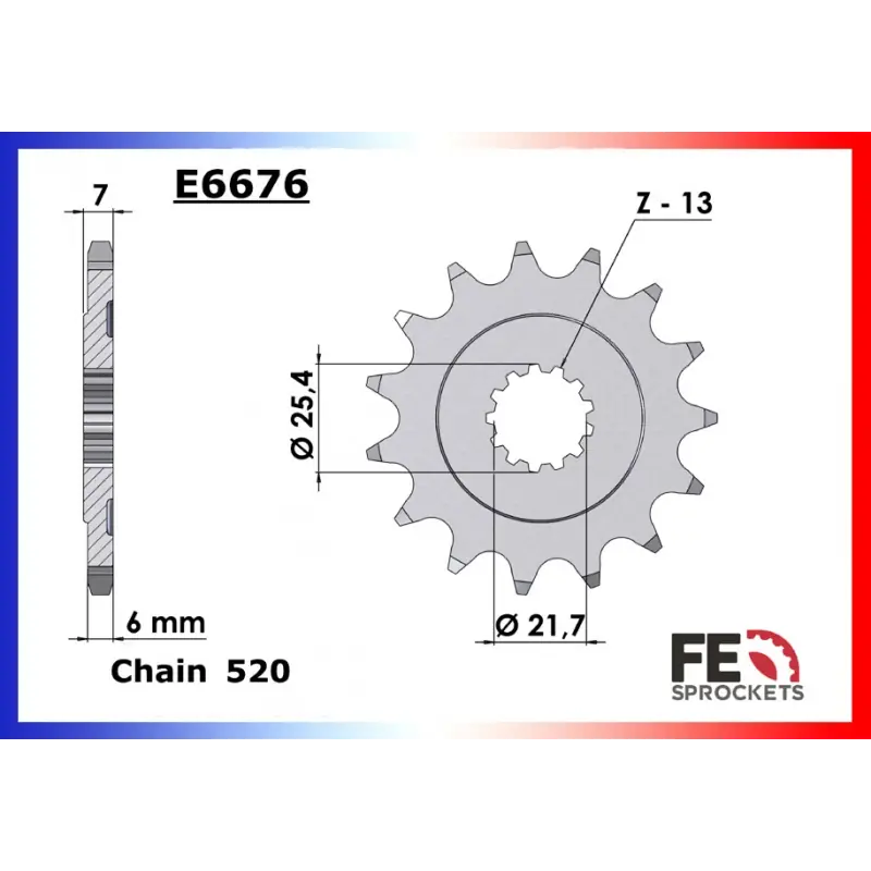 Achat Immédiat Pignon 13 dents pour chaine 520 – France Equipement 9295.E6676.13