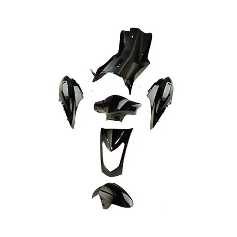 Petit Prix Kit Carénages / Carrosserie Kymco Agility 4T 12p à Selle en 2 Parties – Noir Brillant 6 pièces