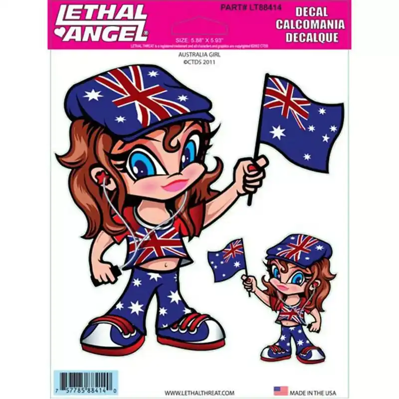 Satisfait Ou Remboursé Autocollant / Sticker – LETHAL THREAT Australia Girl 15 x 20cm