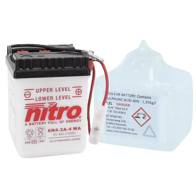 Achat Immédiat Batterie 6V 4 Ah 6N4-2A-4 – Nitro +D