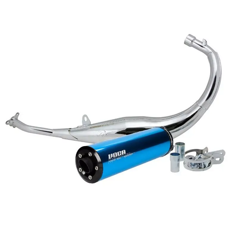 Pot Passage Bas AM6 50 / 70cc – Chromed Bleu VOCA Racing Produit De Marque