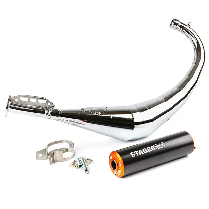 Soldes Pot Passage Bas AM6 Derbi Senda 50 / 88cc – Streetrace Chromé CNC Noir / Orange Stage6