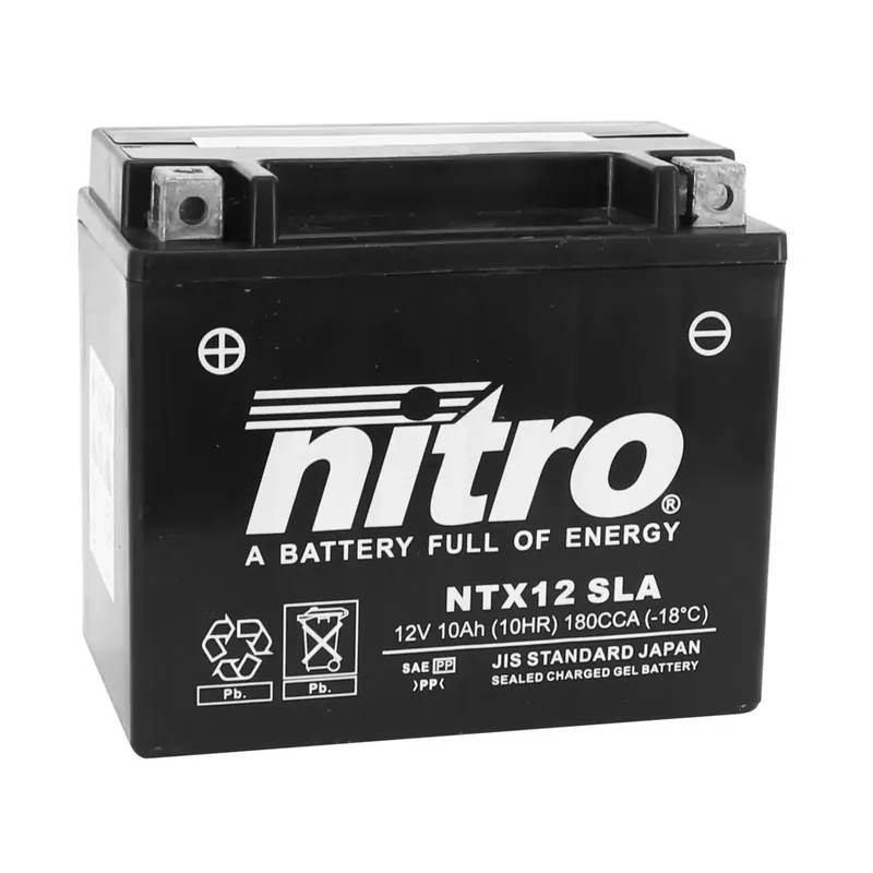 Batterie 12V 10 Ah NTX12 SLA / YTX12-BS – Nitro Prêt à l'emploi / Sans entretien +G Affaire À Saisir