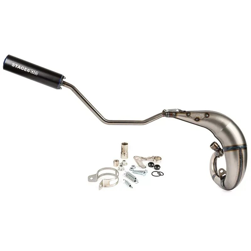 Vente Directe Pot Passage Haut Droit Rieju MRT 50 / 77cc – Streetrace CNC Noir / Bleu Stage6