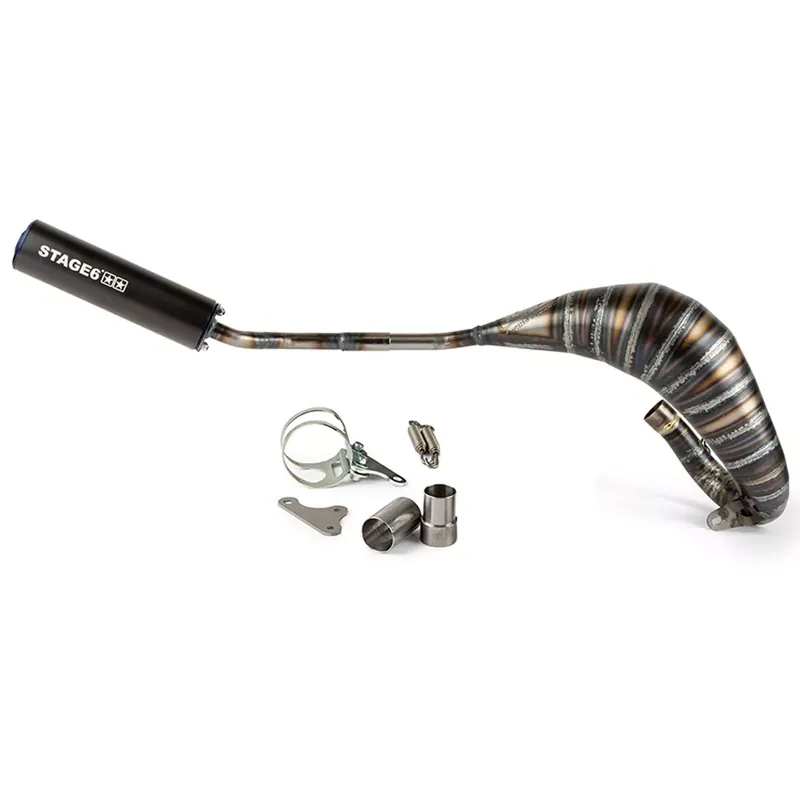 Dernière Chance Pot Passage Haut Droit Beta RR 80 / 90cc – CNC Noir / Bleu Stage6