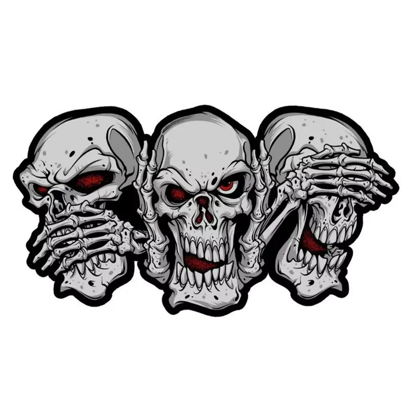 Autocollant / Sticker – LETHAL THREAT Mini See Speak Hear No Evil Skulls 6 x 8cm Meilleure Vente