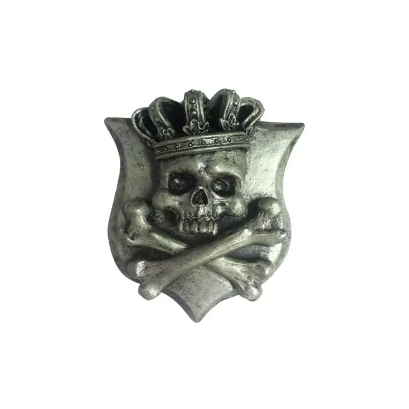 Autocollant / Sticker – LETHAL THREAT 3D Skull King 9.5 x 8.2cm – Argent Réduction