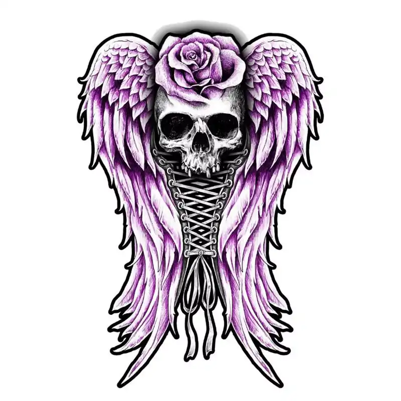 Autocollant / Sticker - LETHAL THREAT Mini Corset Skull 6 x 8cm Prix Bas