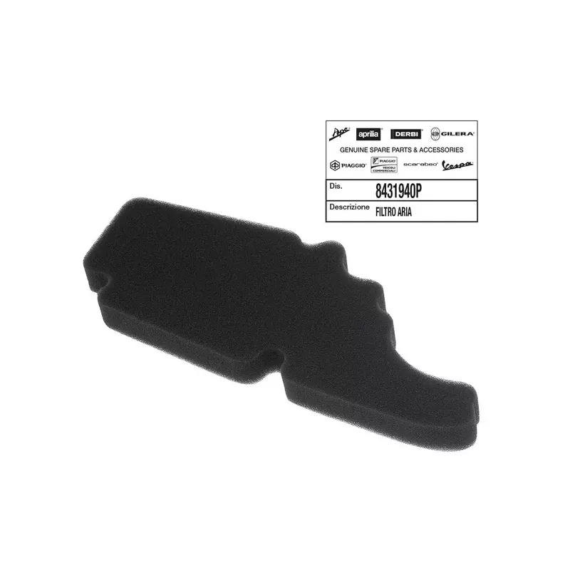 Vente Directe ELEMENT/MOUSSE DE FILTRE A AIR (PREMIUM) ORIGINE PIAGGIO 125 FLY 2005/, LIBERTY, X8-STREET 2006/, VESPA LX, 50 FLY 4T, VESPA LX