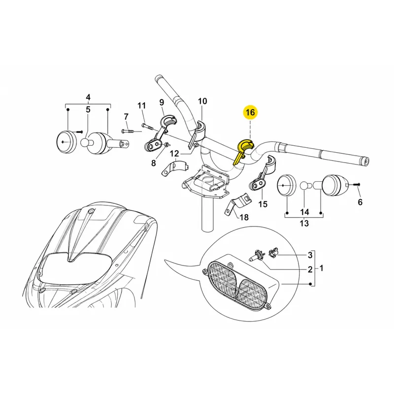 Cache support clignotant avant gauche origine Piaggio Gilera Stalker Naked 50 2008 641073 Offre Du Jour