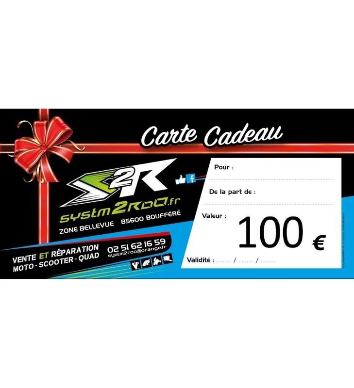 Soldes BON D'ACHAT CARTE CADEAU 100€ VALABLE 1AN