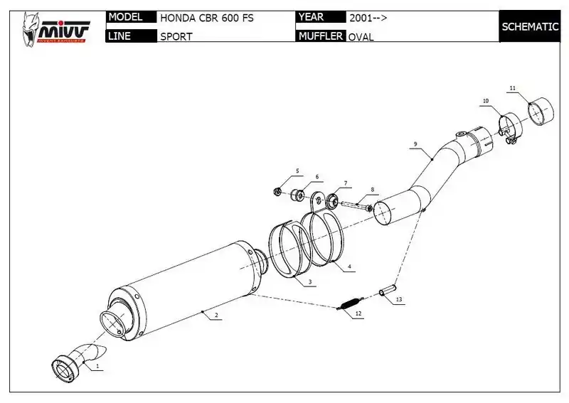 Commande En Gros Mivv silencieux Sportline titane haut pour CBR 600FS 2001/2005