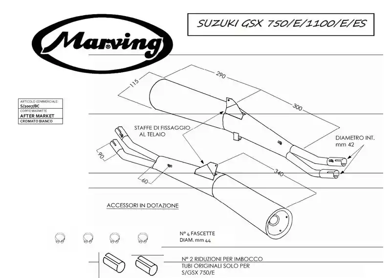 Expédition Rapide Marving, paire de silencieux chromés esthétique origine pour GSX1100E
