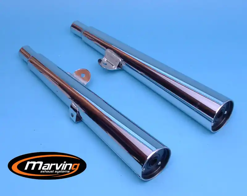 2 Silencieux Marving chromés pour Honda CX 500C PC01 Bon Marché