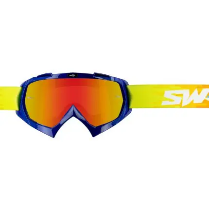 Masque cross SWAP'S PIXEL Bleu + Ecran Iridium Or-Rouge Pas Cher