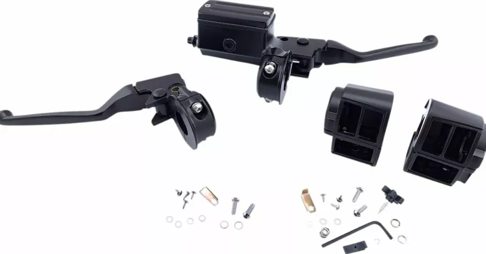 Meilleur Choix Kit Complet Commandes de Guidon 5/8&Prime; Noir Dyna Softail Sportster Touring 84/95