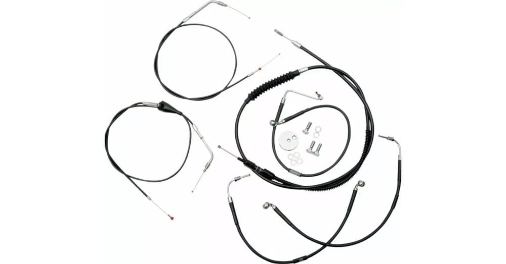 Kit de Câbles Complet LA Choppers Guidon Ape Hanger 12&Prime;-14&Prime; Vinyle Noir Touring FLHT, FLHX 96/07 Affaire À Saisir