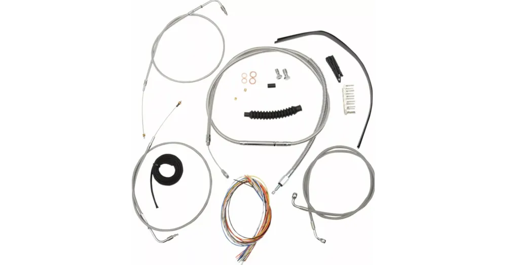 Kit de Câbles Complet LA Choppers Guidon Ape Hanger 15&Prime;-17&Prime; Inox Tressé Softail 96/06 Réduction
