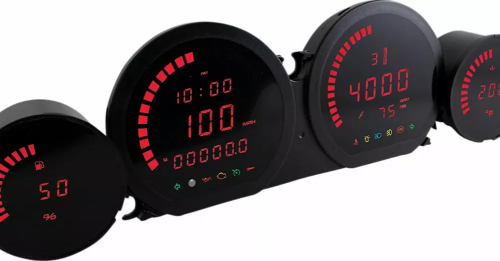 Top Vente Kit 4 Compteurs KOSO HD-03L Noir Affichage Rouge Touring, Trikes FL