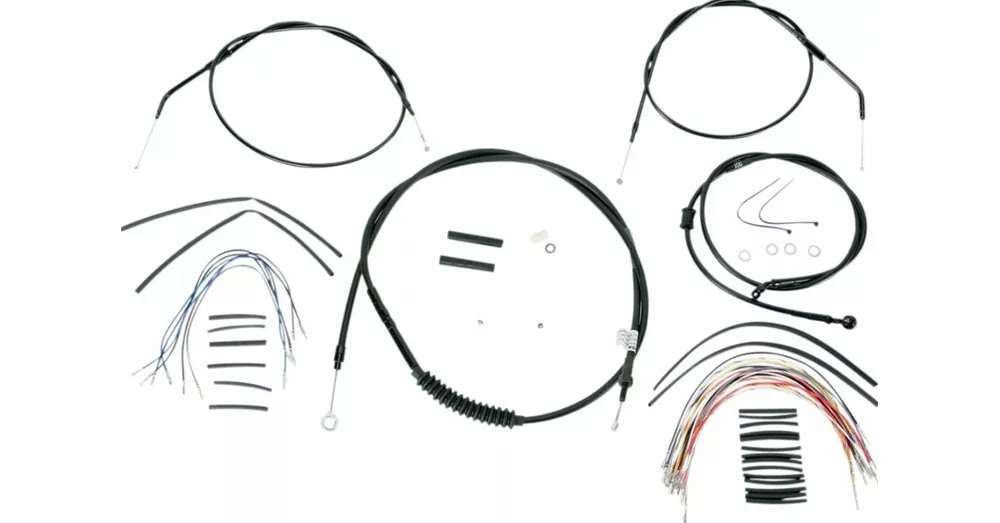 Marque Kit de Câbles Complet Burly Noir pour Guidon Ape Hanger 12&Prime; Sportster XL 07/13