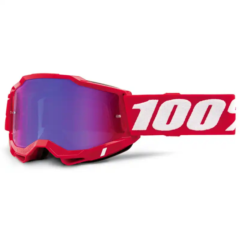 Populaire Masque Cross ACCURI 2 Rouge Fluo – Ecran Mirror Rouge/Bleu