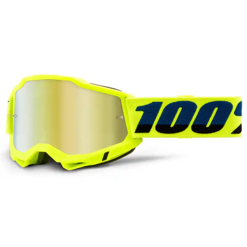 Masque Cross Enfant ACCURI 2 Jaune Fluo – Ecran Mirror Gold Jusqu&rsquo;à Épuisement Des Stocks