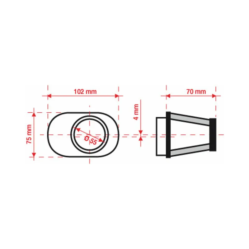 Filtre à air BMC conique Ø55mm – FBPF55-70L Certifié