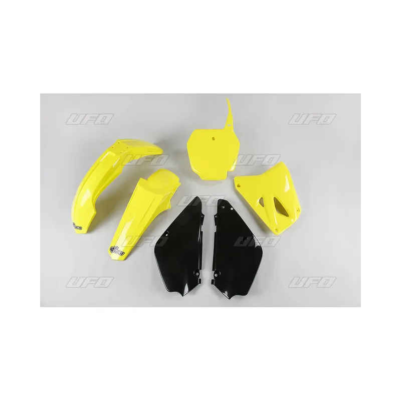 Vente Directe Kit plastique UFO couleur origine (2017) restylé jaune/noir Suzuki RM85
