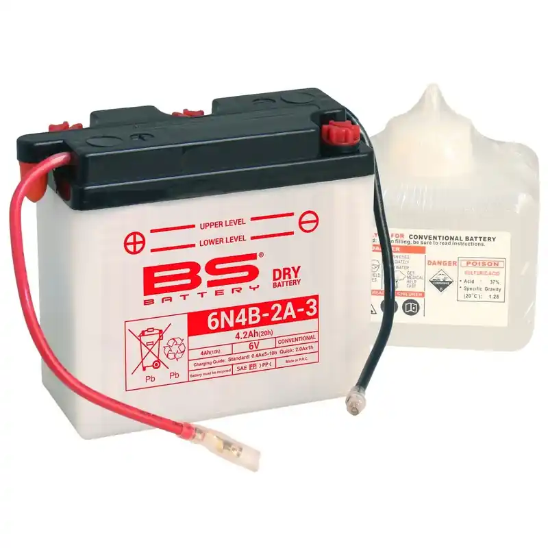 Batterie BS BATTERY conventionnelle avec pack acide – 6N4B-2A-3 Petit Prix