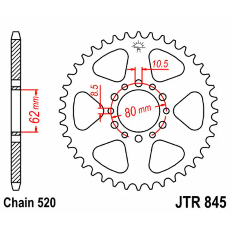Quantité Limitée Couronne JT SPROCKETS acier standard 845 – 520
