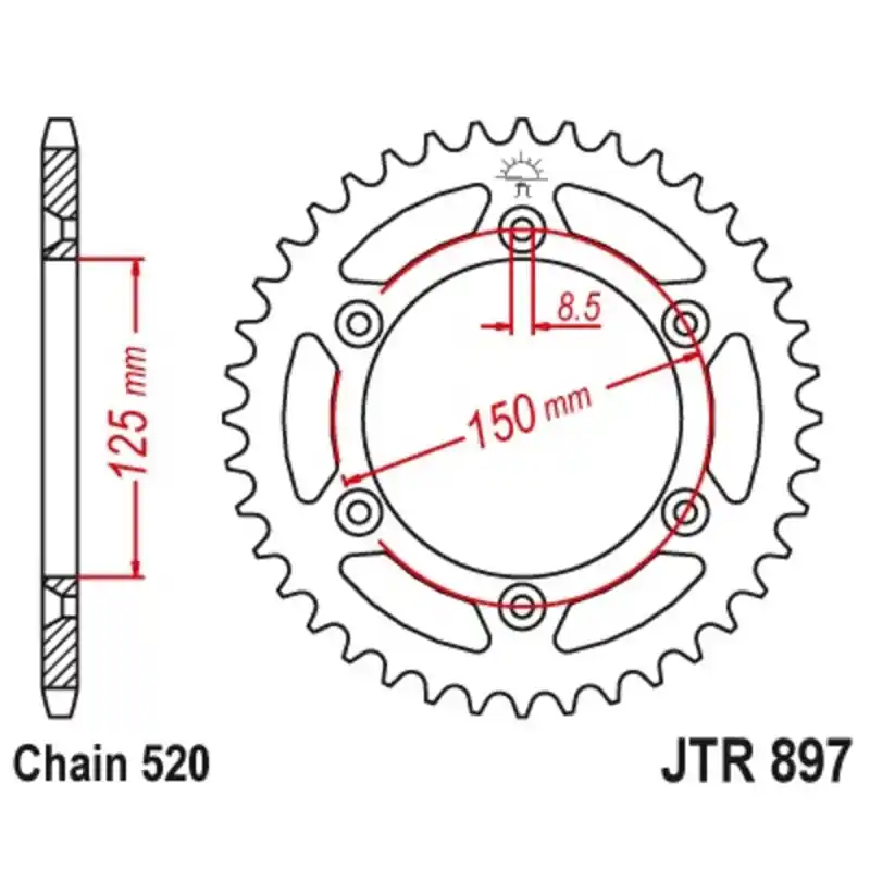 Couronne JT SPROCKETS acier standard 897 - 520 Authentique