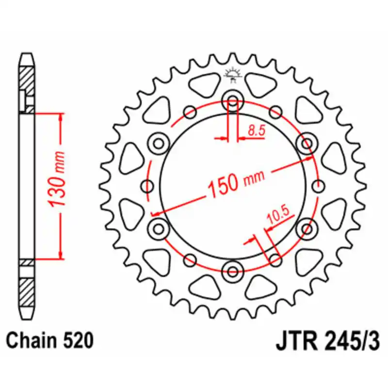 Acheter En Ligne Couronne JT SPROCKETS acier standard 245/3 – 520