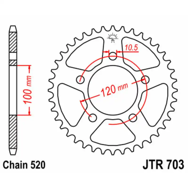 Certifié Couronne JT SPROCKETS acier standard 703 – 520