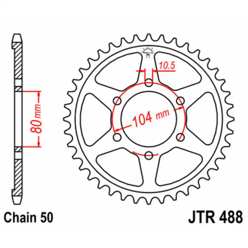 Couronne JT SPROCKETS acier standard 488 – 530 Expédition Rapide