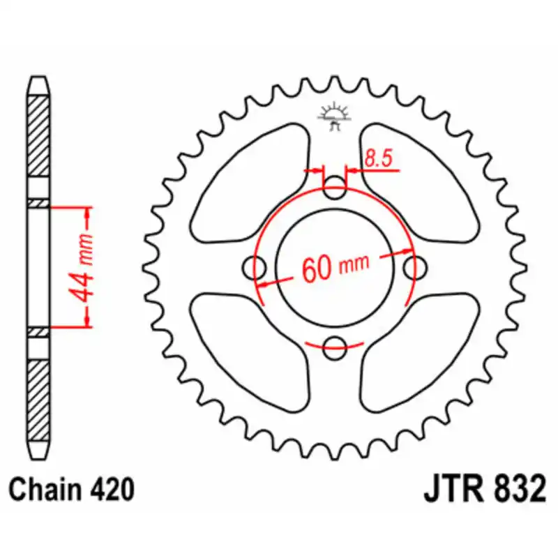 Couronne JT SPROCKETS acier standard 832 – 420 Retour Gratuit
