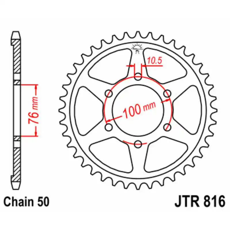 Couronne JT SPROCKETS acier standard 816 - 530 Bon Plan