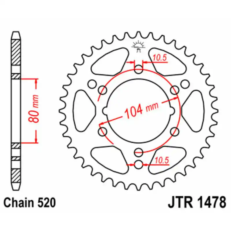 Réduction Couronne JT SPROCKETS acier standard 1478 - 520